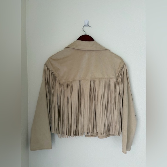 Zara Beige Suede Fringe Jacket - Picture 2 of 5